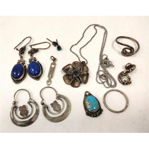 UNMARKED SILVER JEWELRY