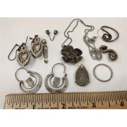 UNMARKED SILVER JEWELRY