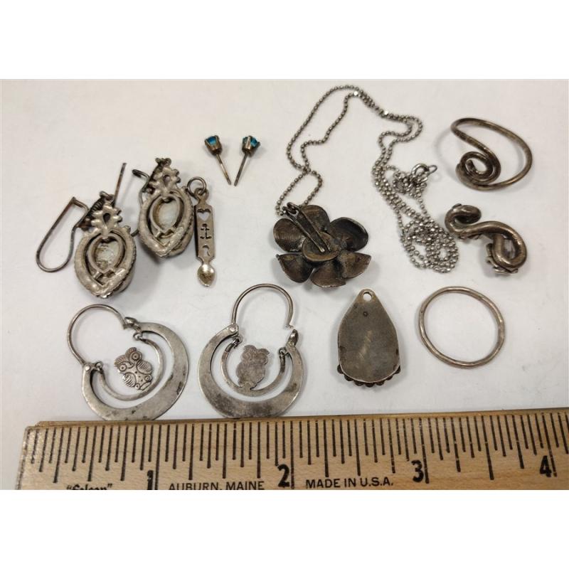 UNMARKED SILVER JEWELRY