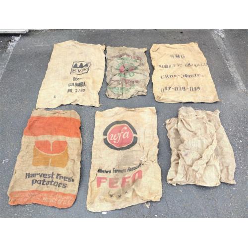 COLLECTION OF OLD POTATO AND OTHER SACKS