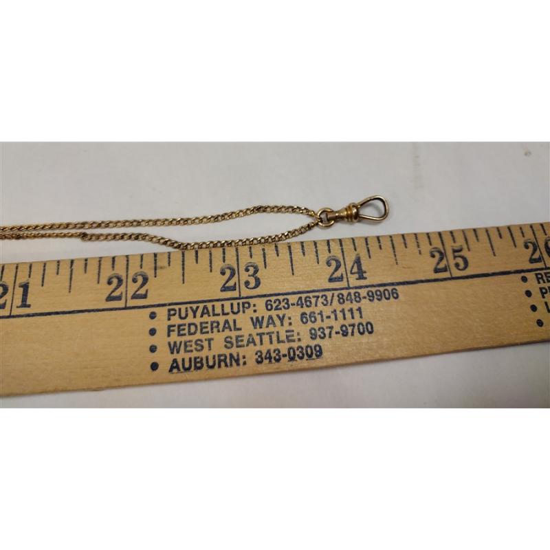 TWO GOLD TONE CHAINS AND ONE ETCHED SPACER