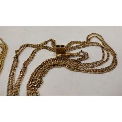TWO GOLD TONE CHAINS AND ONE ETCHED SPACER