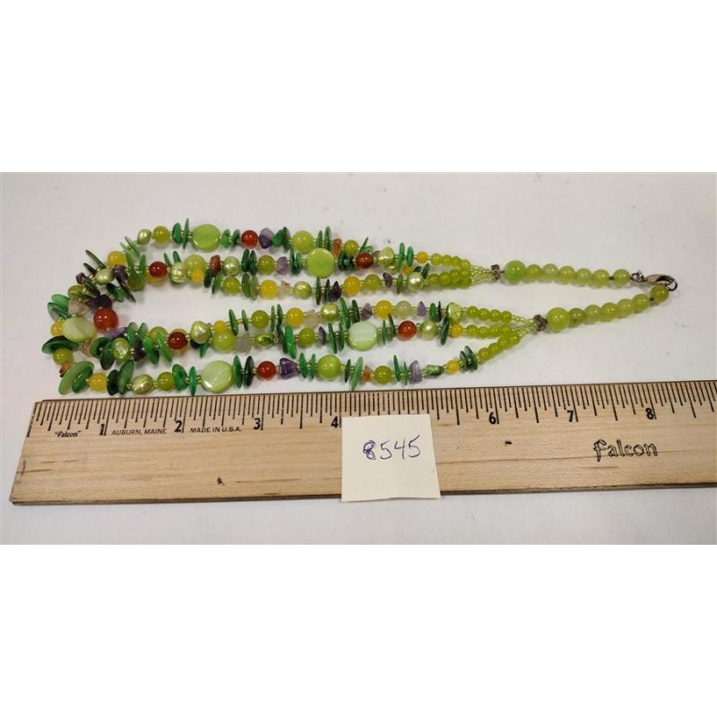 MULTISTRAND BOHO STYLE NECKLACE WITH PEARLS AND OTHER COLORED BEADS