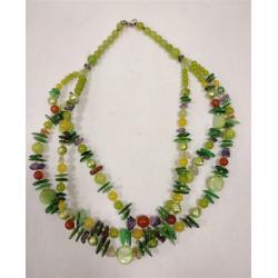 MULTISTRAND BOHO STYLE NECKLACE WITH PEARLS AND OTHER COLORED BEADS