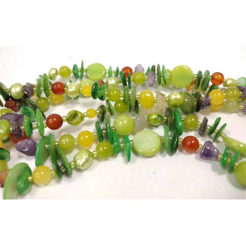 MULTISTRAND BOHO STYLE NECKLACE WITH PEARLS AND OTHER COLORED BEADS