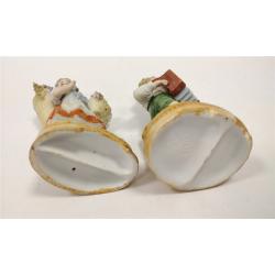 TWO VINTAGE GERMAN BISQUE FIGURAL VASES