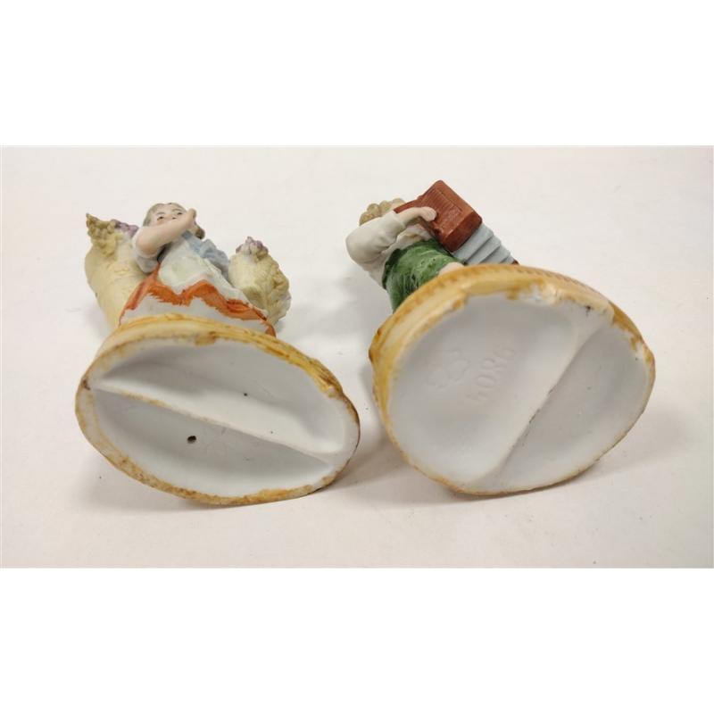 TWO VINTAGE GERMAN BISQUE FIGURAL VASES