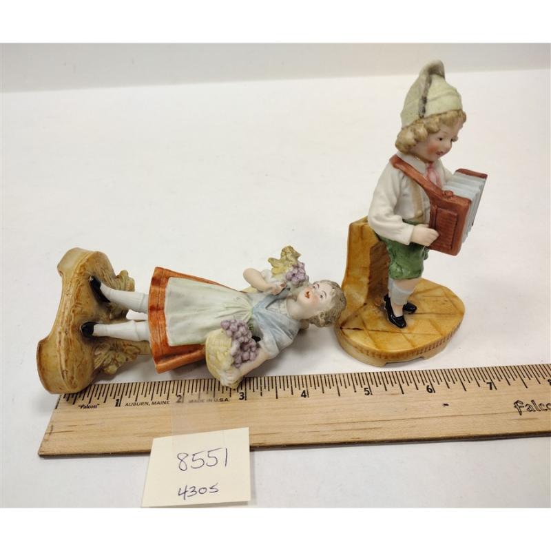 TWO VINTAGE GERMAN BISQUE FIGURAL VASES