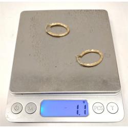 PAIR OF 14K HOLLOW GOLD HOOP EARRINGS WITH ETCHED DESIGN