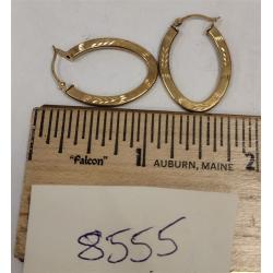 PAIR OF 14K HOLLOW GOLD HOOP EARRINGS WITH ETCHED DESIGN