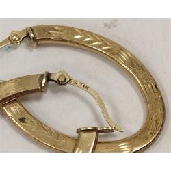 PAIR OF 14K HOLLOW GOLD HOOP EARRINGS WITH ETCHED DESIGN