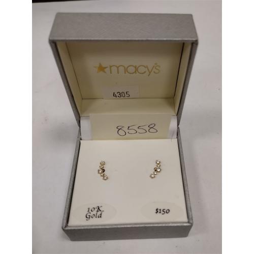 PAIR MACYS 10K GOLD WITH CZ'S EARRINGS