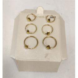 SMALL 14K HOLLOW GOLD HOOP EARRINGS - THREE PAIRS