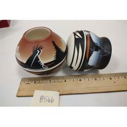 TWO SMALL HAND MADE NAVAJO POTTERY VASES