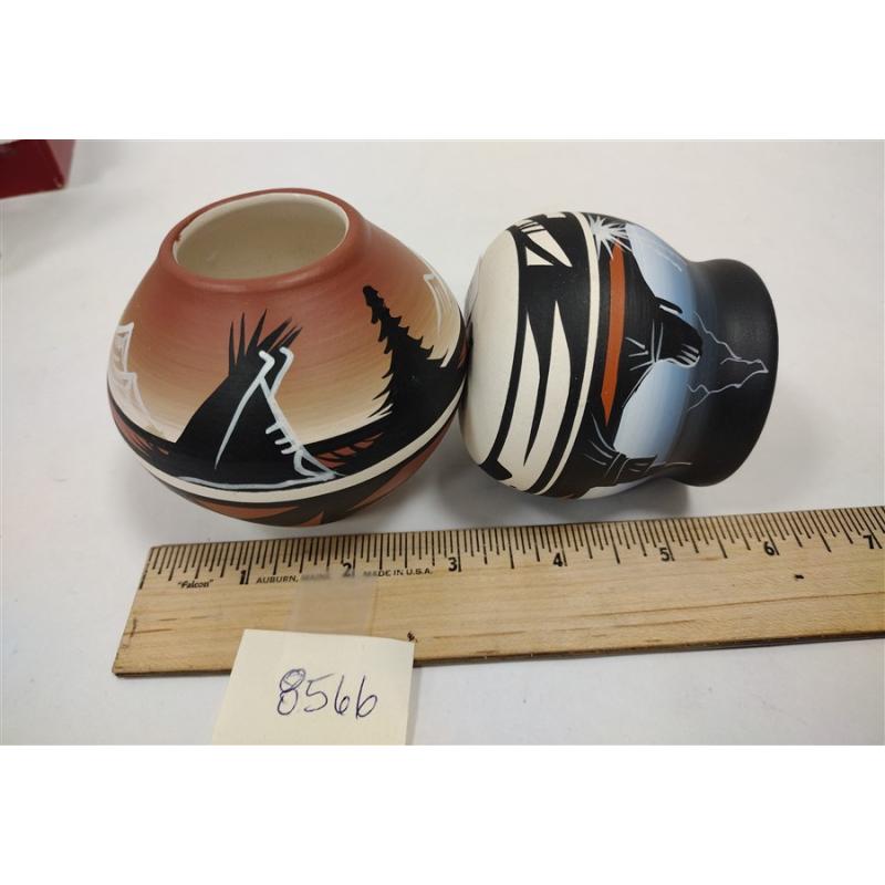 TWO SMALL HAND MADE NAVAJO POTTERY VASES