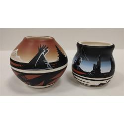 TWO SMALL HAND MADE NAVAJO POTTERY VASES