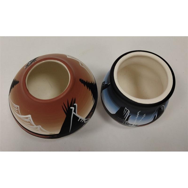 TWO SMALL HAND MADE NAVAJO POTTERY VASES