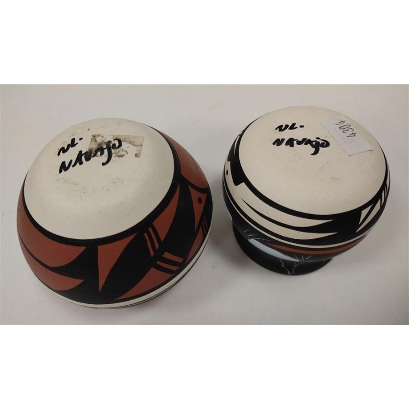 TWO SMALL HAND MADE NAVAJO POTTERY VASES