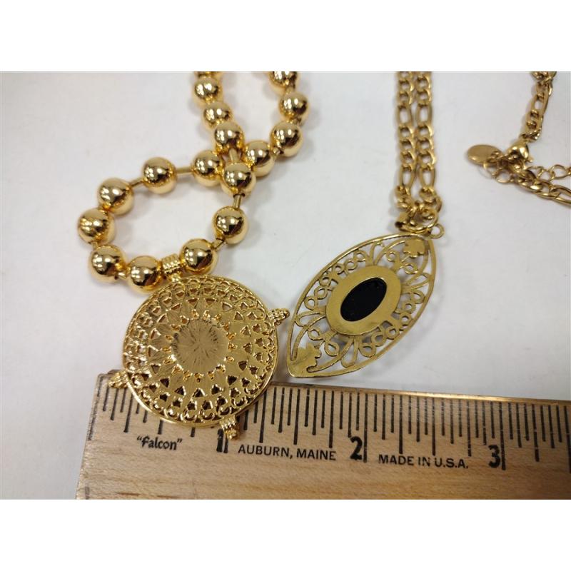 TWO CONTEMPORARY PENDANTS WITH CHAINS