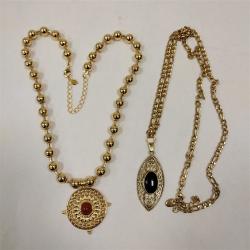 TWO CONTEMPORARY PENDANTS WITH CHAINS
