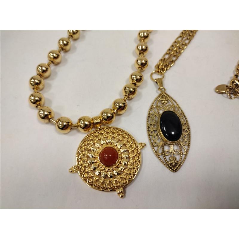 TWO CONTEMPORARY PENDANTS WITH CHAINS