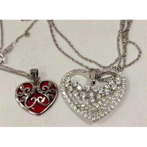 NEW CONTEMPORARY STERLING CHAINS WITH HEART PENDANTS