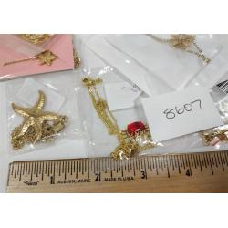 SEA CREATURE THEME PENDANTS AND CHAINS - 14 PIECES OF JEWELRY TOTAL