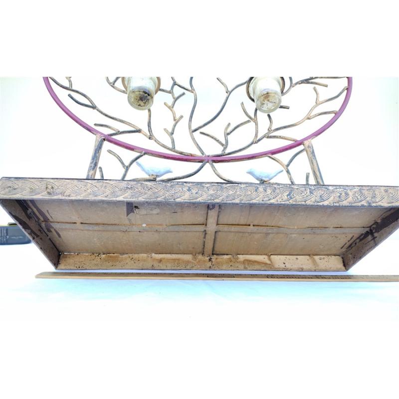 METAL CANDLE DISPLAY WITH BIRDS, GLASS INSERTS FOR CANDLES