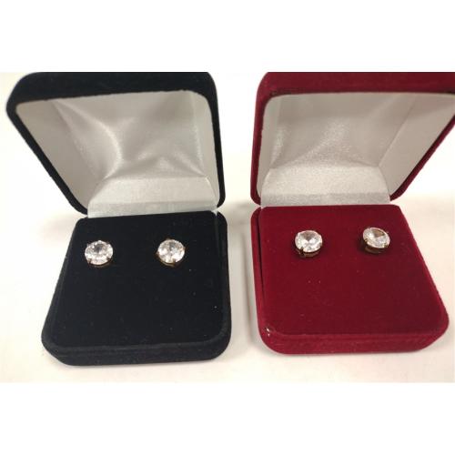 TWO PAIRS OF LARGE STUD EARRINGS 1/4" WITH BOXES