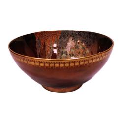 CARLTON WARE ROUGE ROYALE BOWL WITH CRANES AND WISTERIA