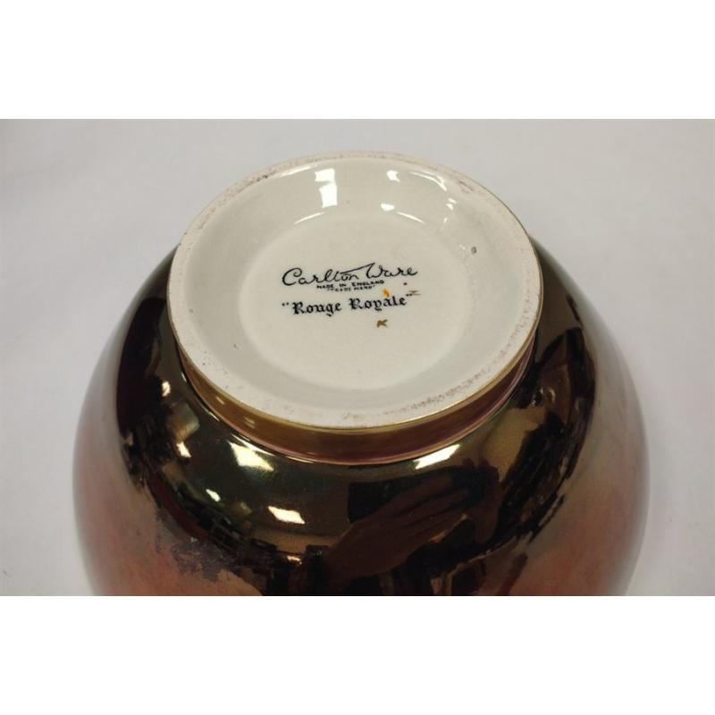 CARLTON WARE ROUGE ROYALE BOWL WITH CRANES AND WISTERIA