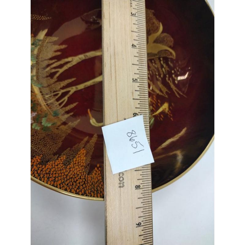 CARLTON WARE ROUGE ROYALE BOWL WITH CRANES AND WISTERIA