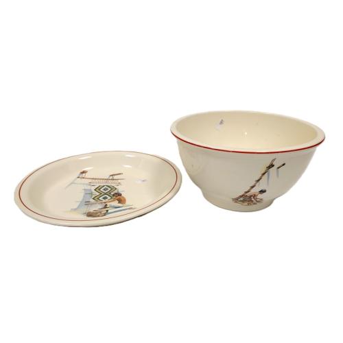 VINTAGE HOMER LAUGHLIN MEXICANA MIXING BOWL AND PLATTER