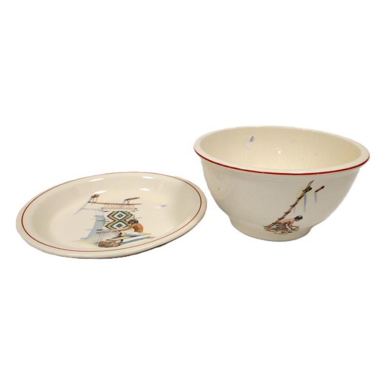 VINTAGE HOMER LAUGHLIN MEXICANA MIXING BOWL AND PLATTER