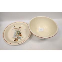 VINTAGE HOMER LAUGHLIN MEXICANA MIXING BOWL AND PLATTER