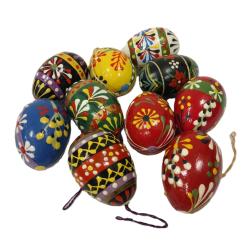 POLISH OR UKRAINIAN PISANKI PAINTED WOOD LIFE SIZE EGGS