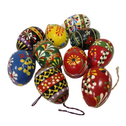 POLISH OR UKRAINIAN PISANKI PAINTED WOOD LIFE SIZE EGGS