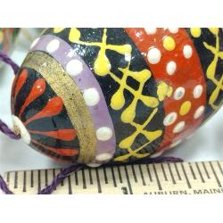 POLISH OR UKRAINIAN PISANKI PAINTED WOOD LIFE SIZE EGGS