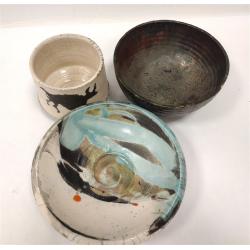 THREE UNIQUE POTTERY BOWLS
