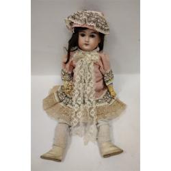 ANTIQUE GERMAN DOLL HEAD REPAIRED WITH WOOD & COMPOSTION BODY AND ARMS