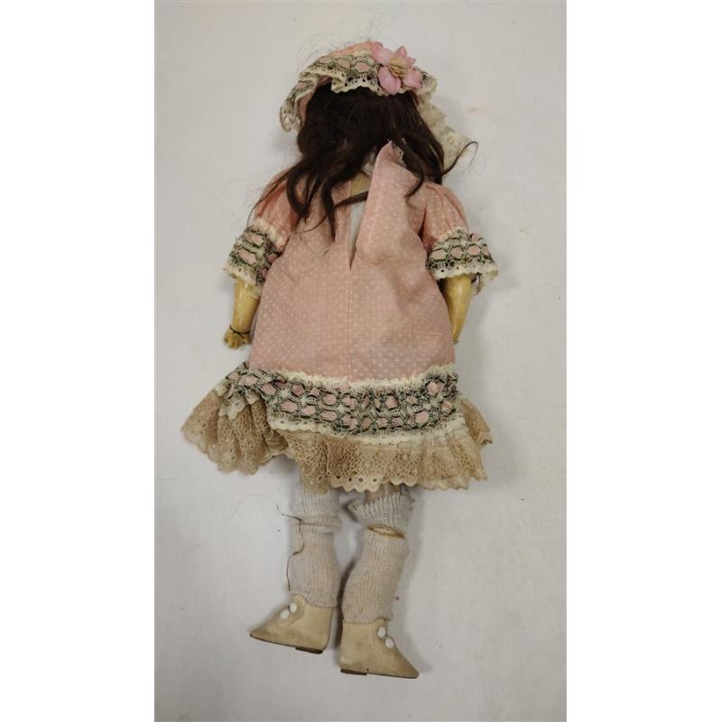 ANTIQUE GERMAN DOLL HEAD REPAIRED WITH WOOD & COMPOSTION BODY AND ARMS