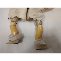 ANTIQUE GERMAN DOLL HEAD REPAIRED WITH WOOD & COMPOSTION BODY AND ARMS