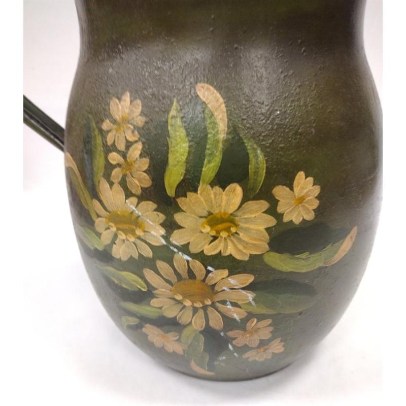 TOLE PAINTED METAL WATER PITCHER