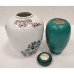 CERAMIC JAPANESE GINGER JAR AND TOYO JAPAN PORCELAIN VASE