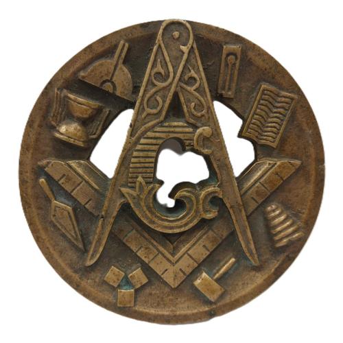 SOLID BRONZE MASONIC FREE MASONS HEAVY ORNMENT