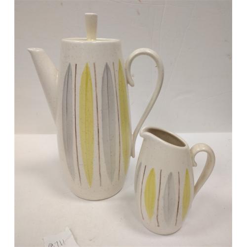 MID CENTURY COFFEE POT AND CREAMER