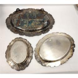 THREE BARBOUR SILVER COMPANY SILVER PLATED GRAPE MOTIF SERVERS