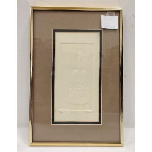 FRAMED EMBOSSED VIOLIN INTAGLIO
