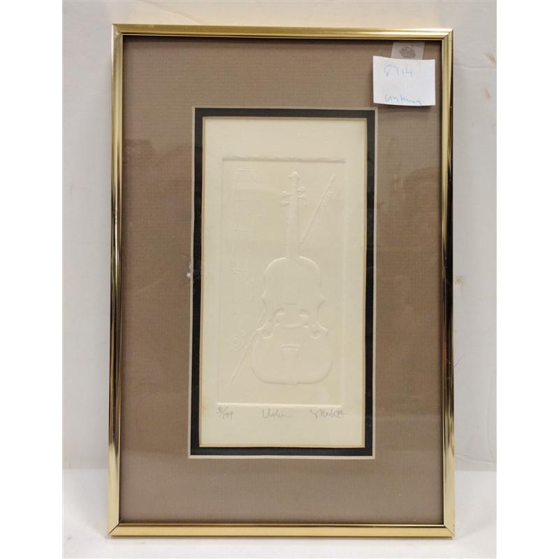 FRAMED EMBOSSED VIOLIN INTAGLIO