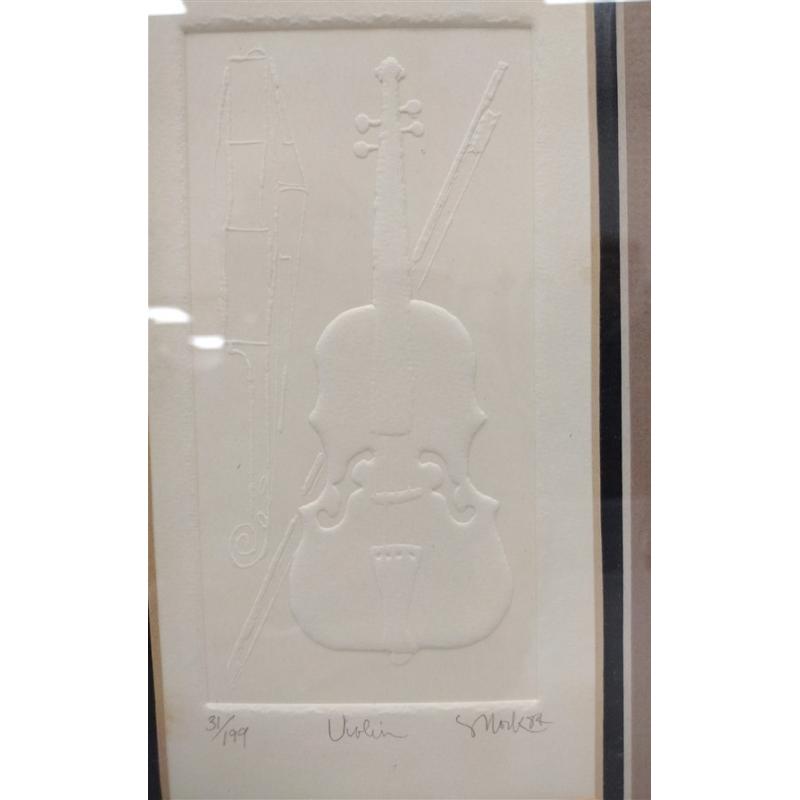FRAMED EMBOSSED VIOLIN INTAGLIO